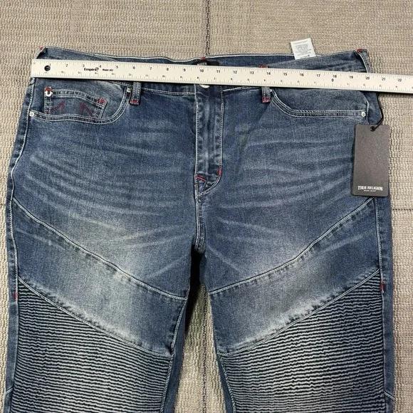 True Religion Men's Rocco Moto Relaxed Skinny Jeans Size 38W NEW DENIM - Picture 7 of 11